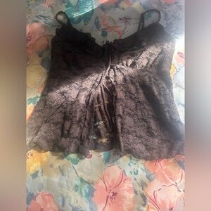 Garage lace flyaway cami (Brown)
